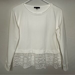 J. Crew Eyelet Hem Sweatshirt White Women’s Size XS